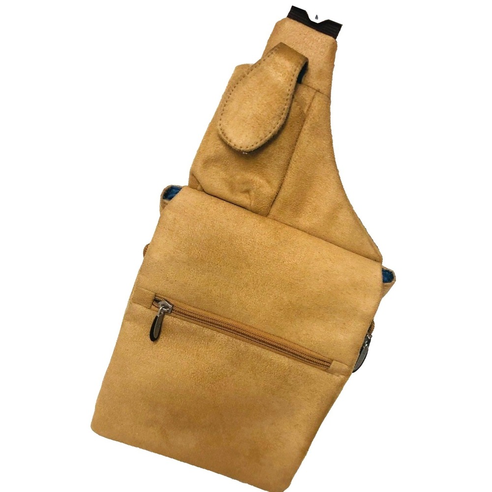 Travelon Messenger Shoulder Bag Crossbody Purse Anti Theft Tan Suede Travel Mom‎